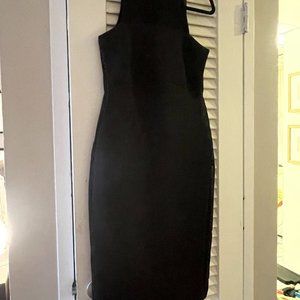 LBD SEXY midi dress - GSTQ Black - zipper back scuba dress - mesh sides NWT